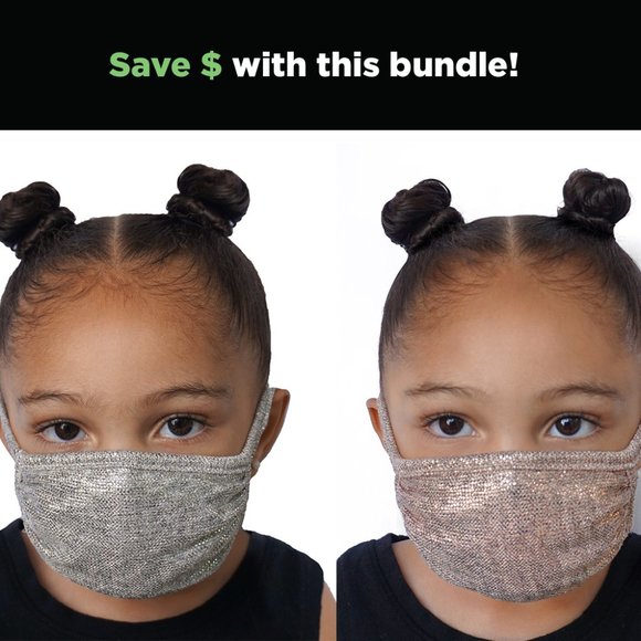 Other - NEW WASHABLE Golden Sparkle Kids Face Mask Bundle